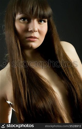 attractive girl on a black background