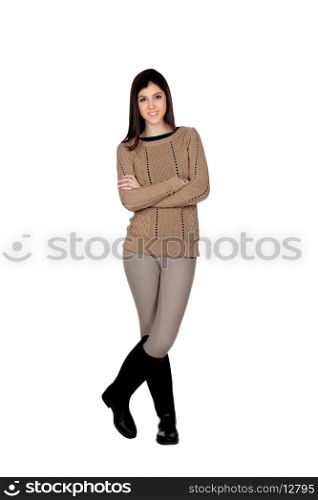 Attractive girl smiling isolated on a white background
