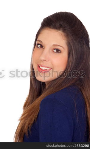 Attractive girl smiling isolated on white background