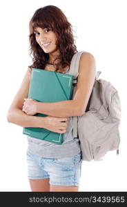 attractive girl student a over white background