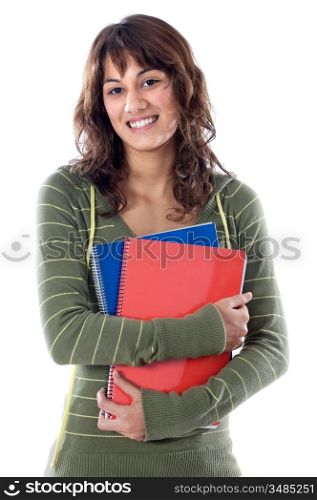 attractive girl student a over white background