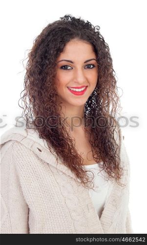 Attractive girl with big eyes isolated on a white background