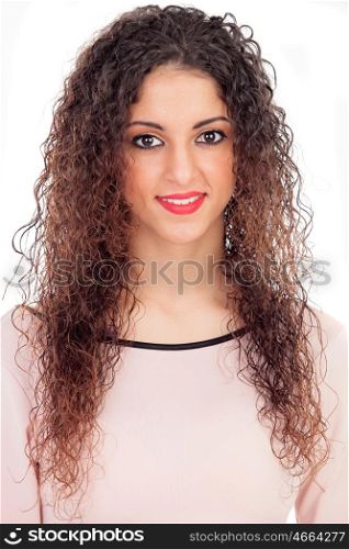 Attractive girl with big eyes isolated on a white background