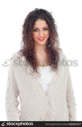 Attractive girl with big eyes isolated on a white background