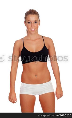 Attractive girl with underwear isolated on a white background