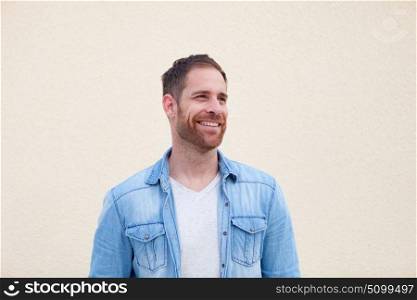 Attractive guy with denim shirt and beard