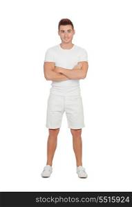 Attractive guy with spiky hair isolated on white background