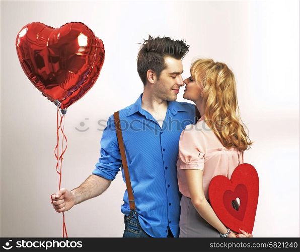 Attractive happy couple during valentine&rsquo;s day