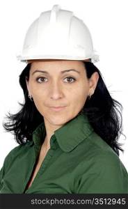 attractive lady architect a over white background