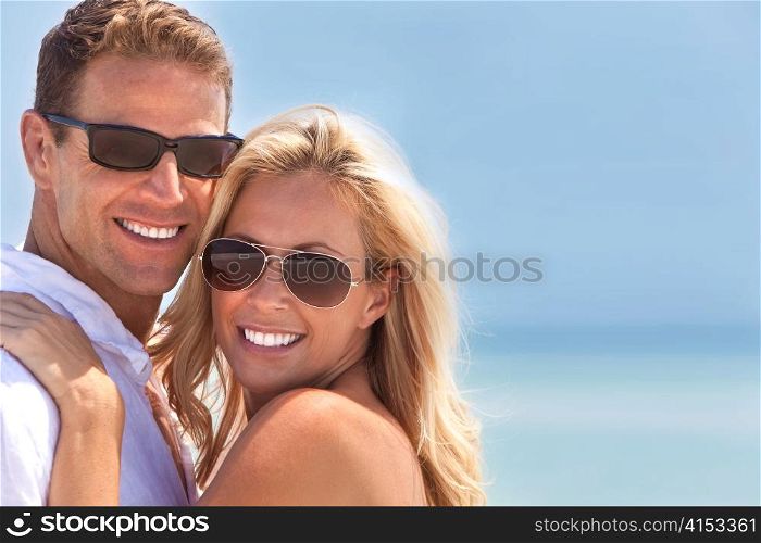 Attractive Man & Woman Couple Happy At the Beach
