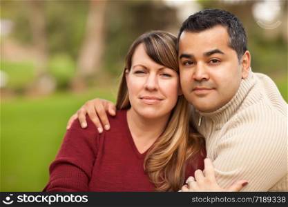 Attractive Mixed Race Couple Portrait in the Park.