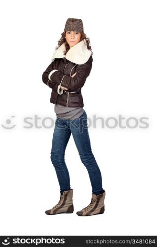 Attractive model girl isolated on white background