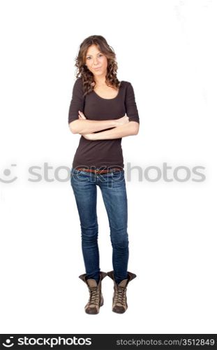 Attractive model girl isolated on white background
