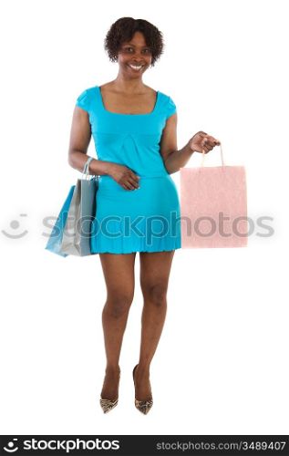Attractive shopping girl a over white background