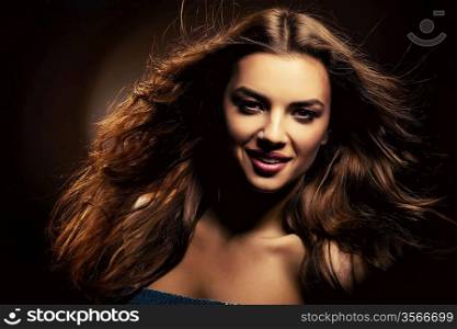 attractive smiling cute woman with long hair