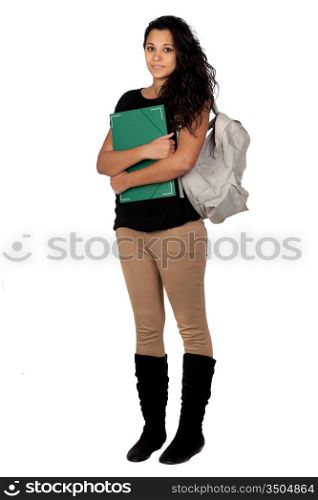 Attractive student girl isolated on a over white background