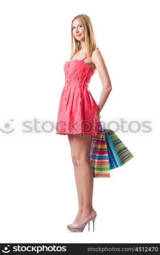 Attractive woman after good shopping