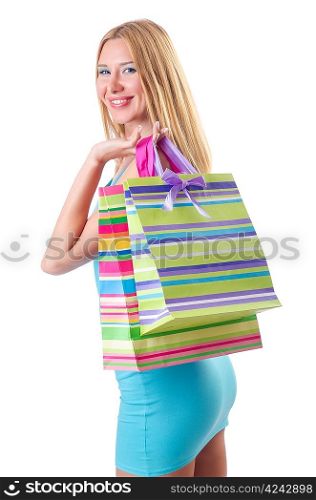 Attractive woman after happy shopping
