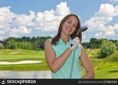 Attractive woman at the golf course