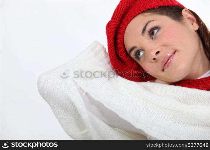 Attractive woman daydreaming