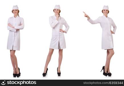 Attractive woman doctor isolated on white