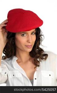 Attractive woman in a beret