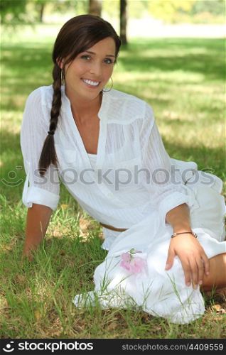 Attractive woman in a park