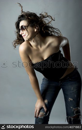 Attractive woman in a studio