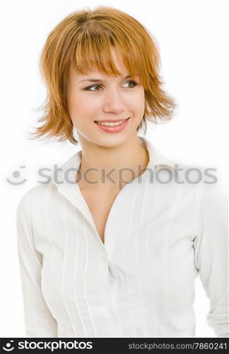 attractive woman in a white shirt