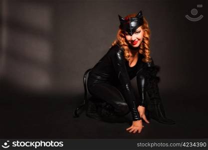 attractive woman in image of cat