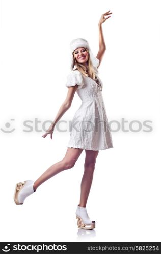 Attractive woman in skate shoes