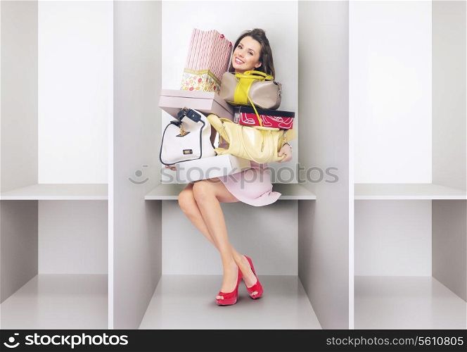 Attractive woman in the changing room