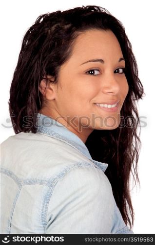 Attractive woman isolated on a over white background
