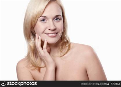 Attractive woman on a white background