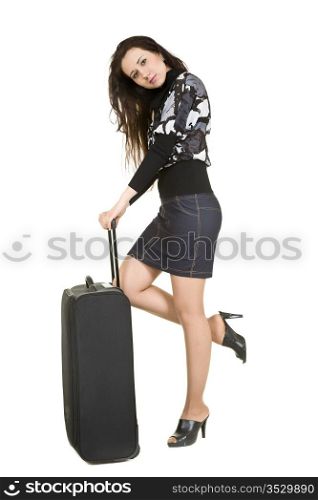 attractive woman with a suitcase
