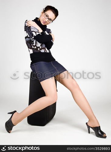 attractive woman with a suitcase
