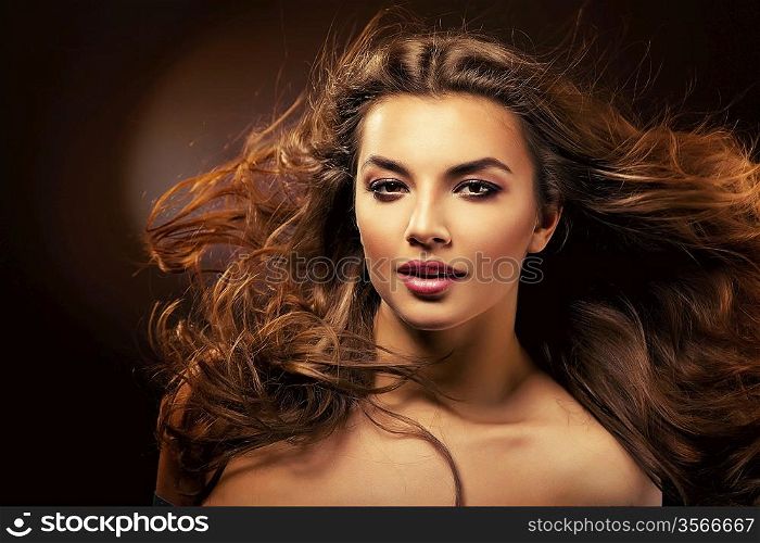 attractive woman with long hair and sexy smile
