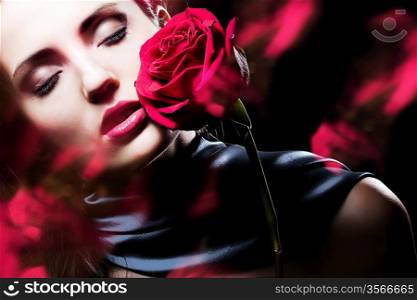 attractive woman with rose