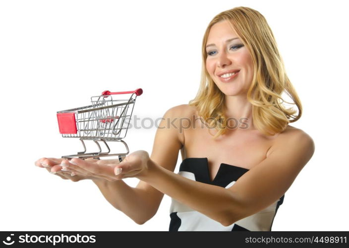 Attractive woman with shopping cart