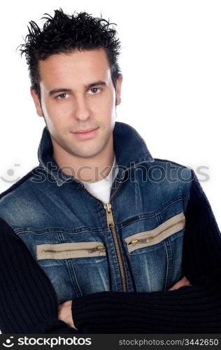 attractive young casual boy a over white background