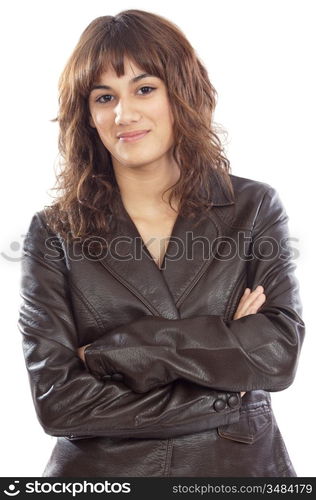 attractive young casual girl a over white background