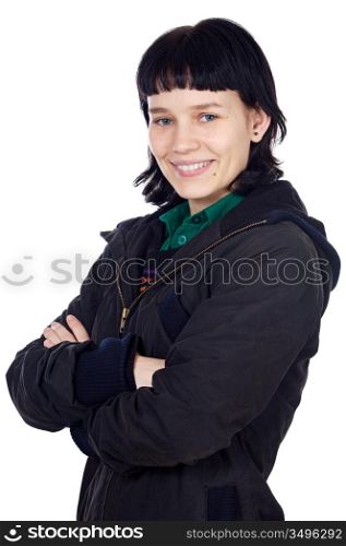 attractive young casual girl a over white background