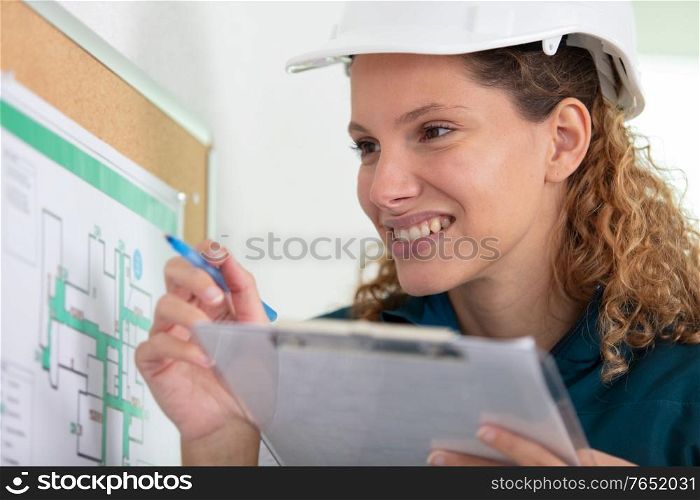 attractive young construction manager working