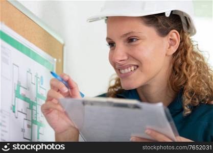 attractive young construction manager working