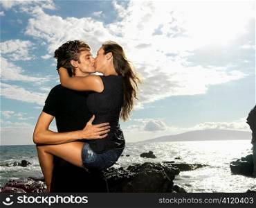 Attractive Young Couple Kissing