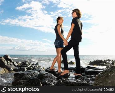 Attractive Young Couple on Rocks