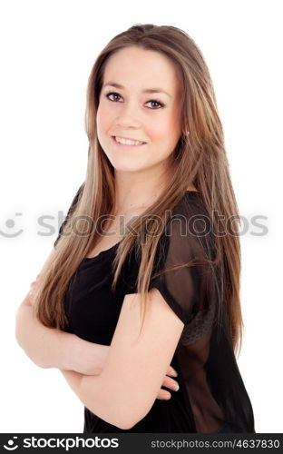 Attractive young girl isolated on a white background