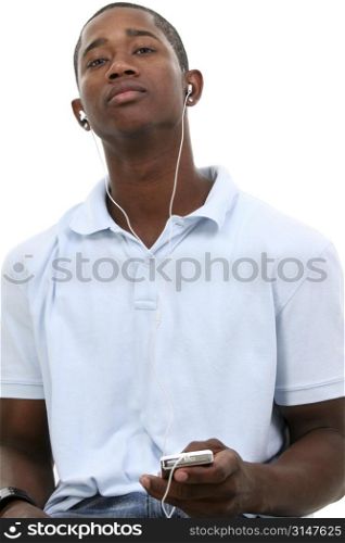 Attractive Young Man Listening To Headphones.