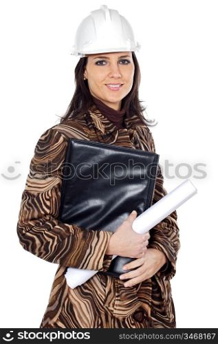 attractive young person architect a over white background