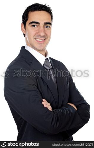 attractive young person businessman a over white background